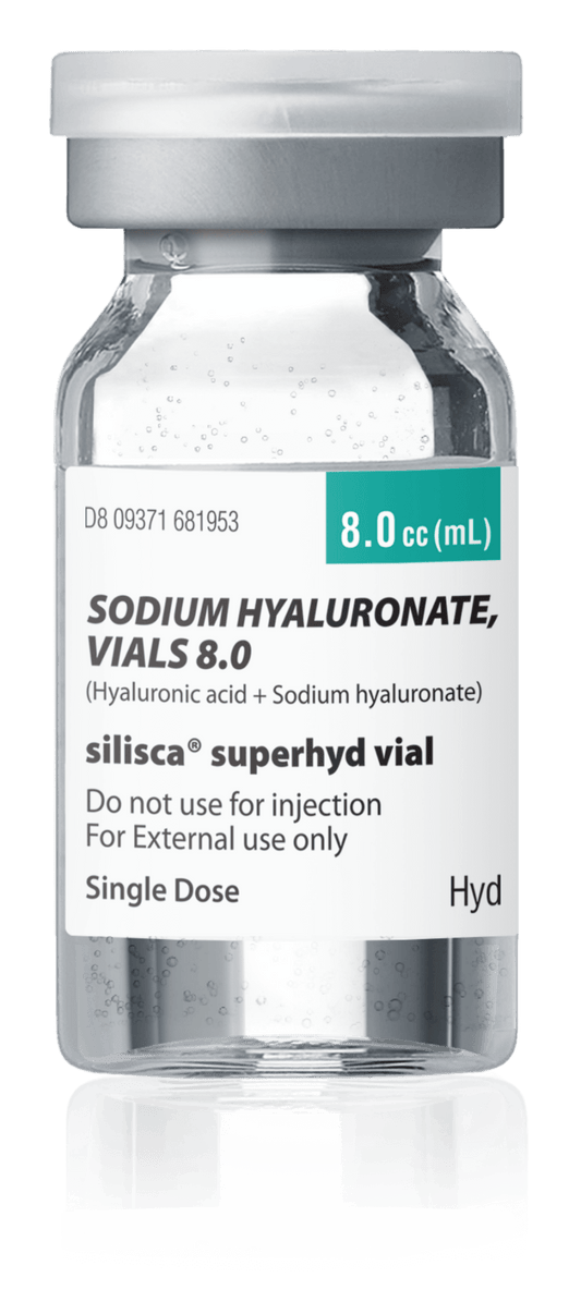 Sodium Hyaluronate Hydration Ampoule | Silisca SuperHyd Vial 8.0 with sodium hyaluronate and hyaluronic acid.