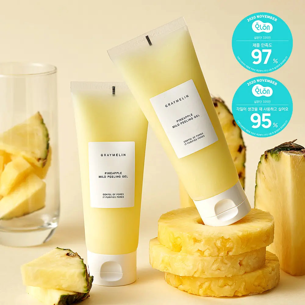 GRAYMELIN Pineapple Mild Peeling Gel 100ml, a Korean peeling gel with pineapple extract for gentle exfoliation.