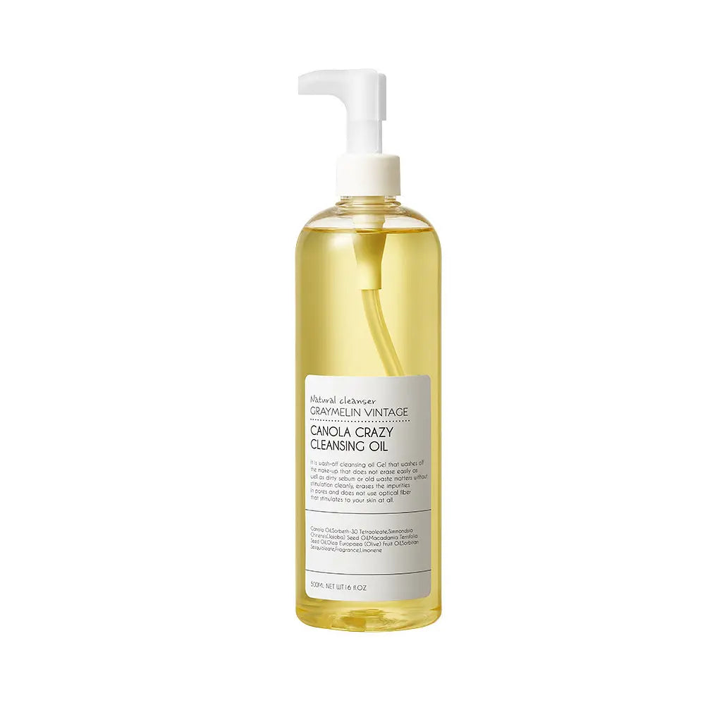 Canola Cleansing Oil 500ml from GRAYMELIN, a gentle formula for removing makeup and impurities.