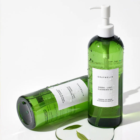 GRAYMELIN Green Light Cleansing Oil 400ml, a Korean cleansing oil for effective makeup removal and skin hydration.