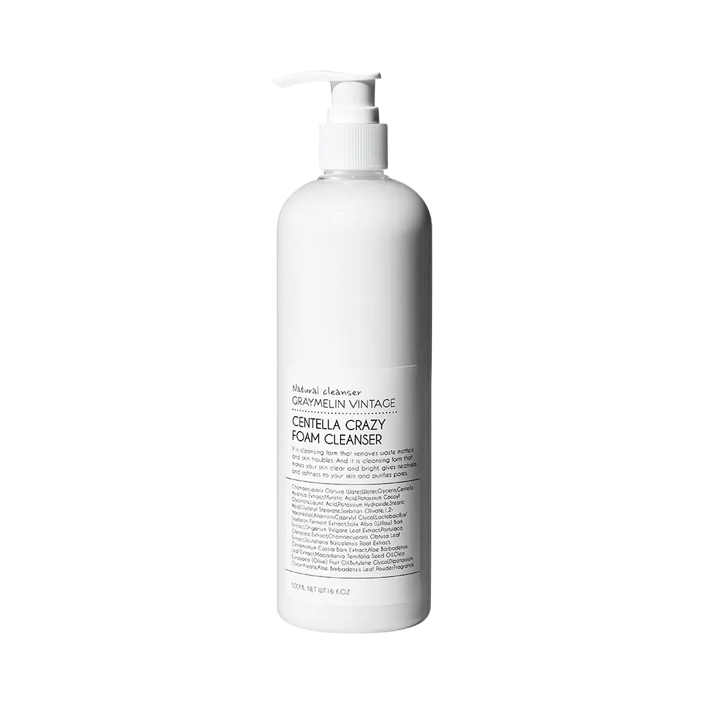 Centella Foam Cleanser for Sensitive Skin | 500ml with pump dispenser and minimalist design.