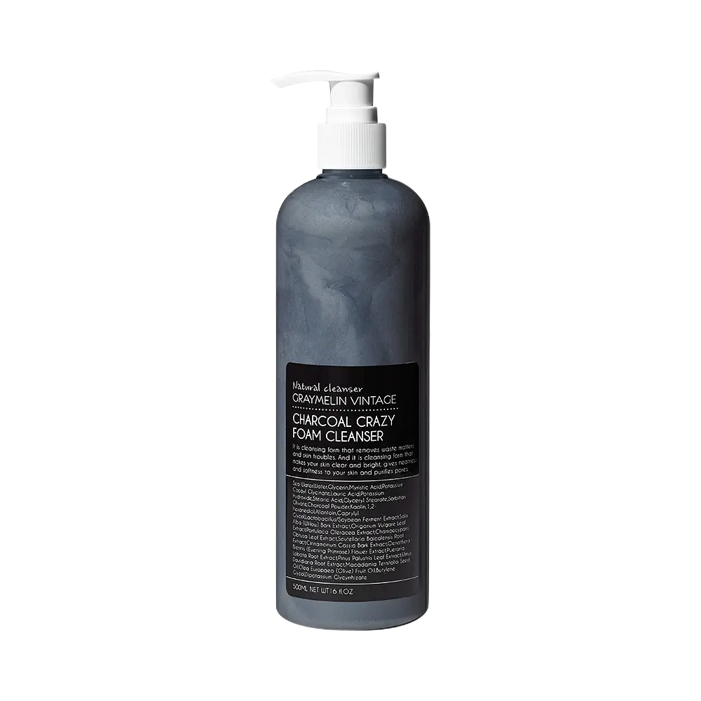 Charcoal Foam Cleanser 500ml from GRAYMELIN with pump dispenser and clean design.